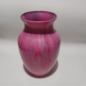 Pink Glass Vase Flowers Office Desk